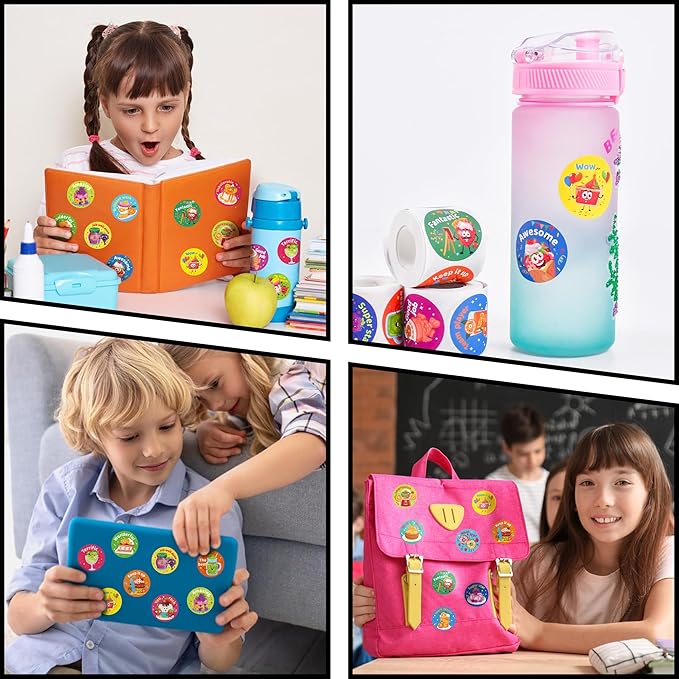 HORIECHALY 3 Rolls Scratch and Sniff Scented Stickers for Kids, 600 Pcs Motivational Reward Classroom Scented Stickers, Smelly Encouragement School Sticker for Teachers, Students(1.57")