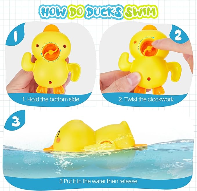 EKU Hippo Bath Toys for Kids Ages 18months+ Toddler with Burger Stacking Cups Swimming Duck Crab Bath Time Water Play Toys Bathtub Toys