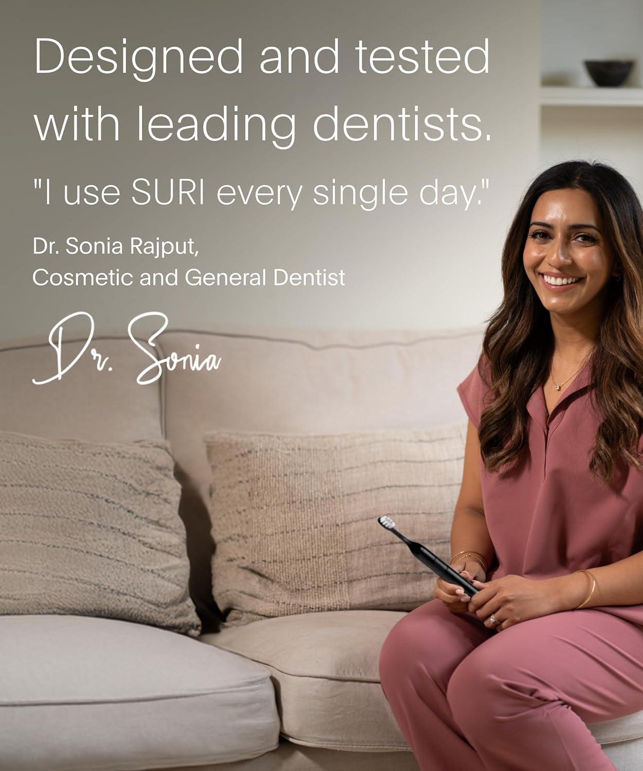 SURI 1.0 Sonic Electric Toothbrush | 1 Month+ Battery | Designed in California | Sustainable Electric Toothbrush for Adults | Travel Toothbrushes | Tooth Brush | Black