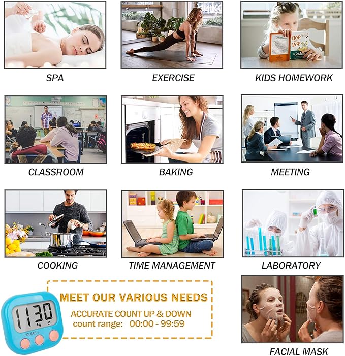 Classroom Timers for Teachers Kids Large Magnetic Digital Timer Teacher Supplies 4 Pack-Blue White