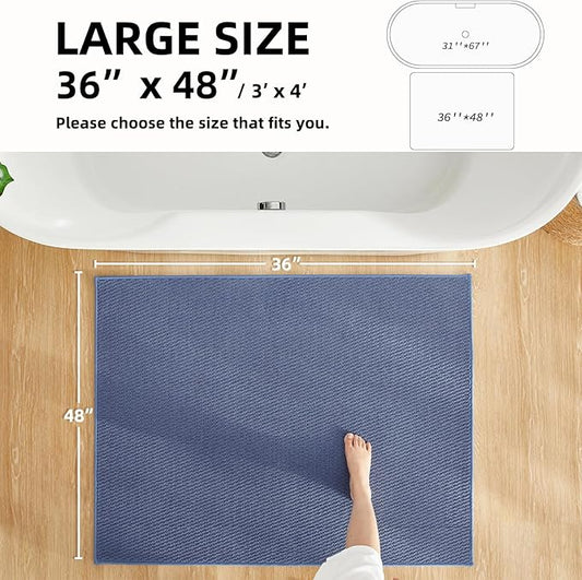 Large Bathroom Rugs Non Slip Washable Bath Rugs Super Absorbent Bathroom Rug Thin Quick Dry Low Pile Bath Mats, Denim Blue 36"x48"