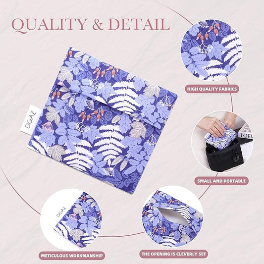 DGAZ Sanitary Napkin Storage Bag, Period Bag for Teen Aged Girls, Portable Period Bag for Panty Liners/Menstrual Cup/Small Tampons,Mini Makeup Bag for Purse(Austere Blue)