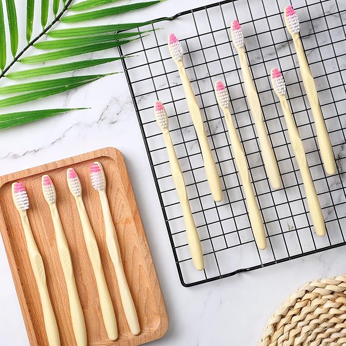 Tessco 1000 Pcs Disposable Toothbrushes Bulk Individually Wrapped Manual Soft Bristle Travel Toothbrushes Single Use Toothbrush for Homeless Hotel Toiletries Camping Office(Yellow)