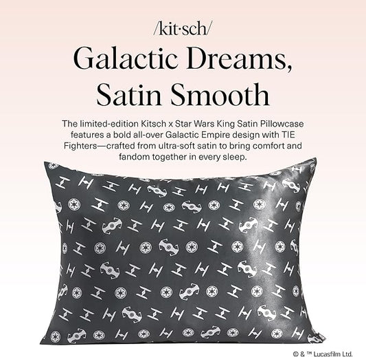 Kitsch x Star Wars Galactic Empire Satin Pillowcase | Satin Pillowcase with Zipper, Better Than Silk Pillowcase | Frizz-Reducing Pillow Case for Hair & Skin Care, Cooling & Breathable - Standard