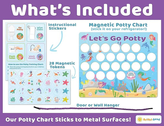 Bright Seed Magnetic Mermaids Potty Chart, Potty Training Chart for Toddler Girls, Sticker Chart for Kids, Potty Training Sticker Chart for Toddlers, Potty Sticker Chart, Potty Training Chart Girls