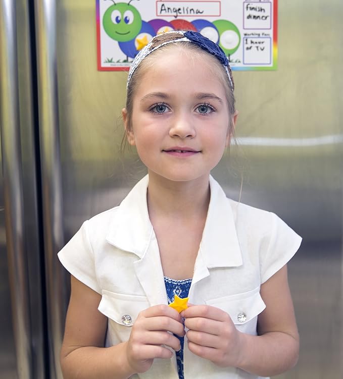 Kenson Kids “I Can Do It!” Caterpillar Token Board Dry Erase Star Chart for Kids Incentive – Ages 3-10 Colorful Magnetic Reward Chart with Positive-Reinforcement Stars and Customizable Goal Box.