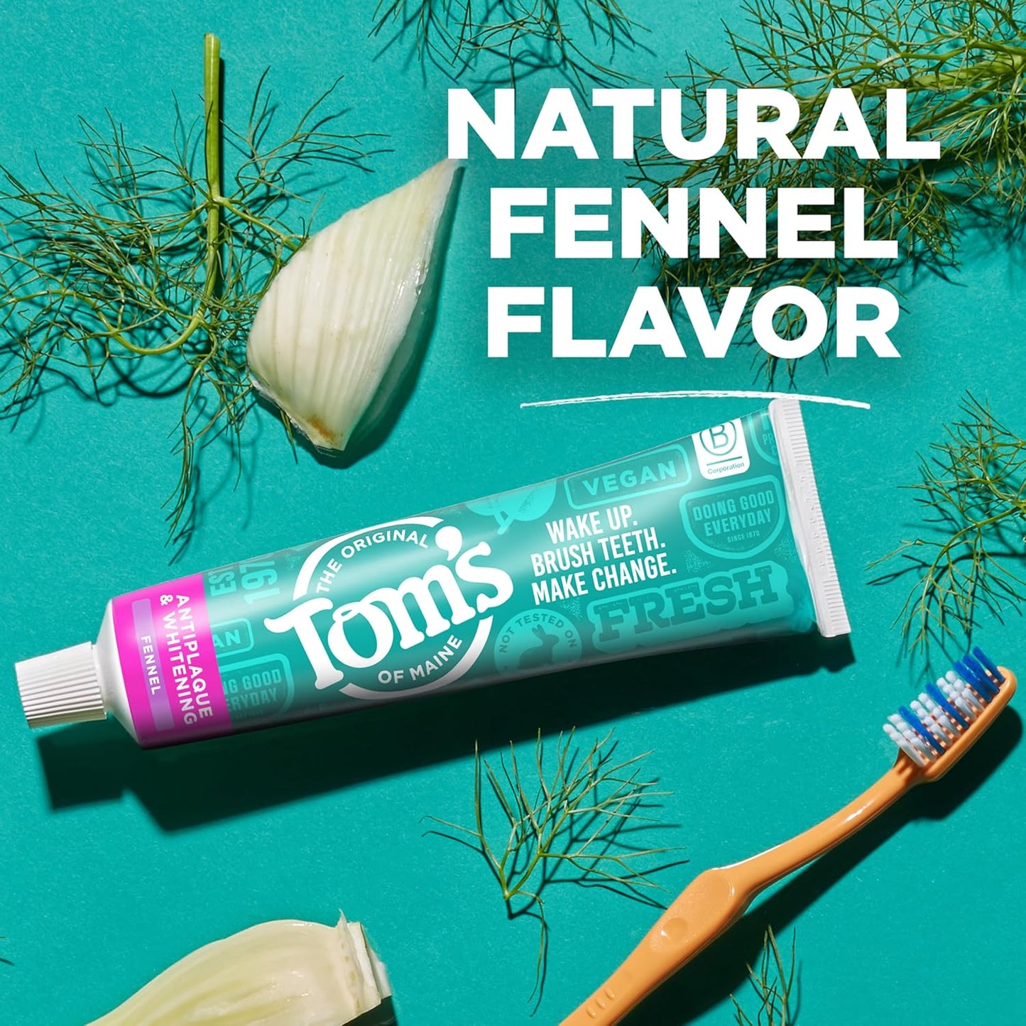Tom’s of Maine Antiplaque and Whitening Toothpaste, Fluoride Free, Fennel, 3 Pack, 4.5 Oz