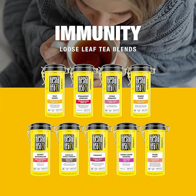 Tiesta Tea - Peach Party, Loose Leaf, Peach Hibiscus Herbal Infusion, Premium Blend, Non-Caffeinated Fruit Tea, Makes Hot or Iced & Up to 50 Cups, 4.5oz Refillable Tin