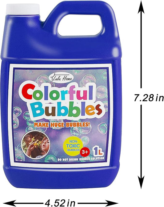 Lulu Home Concentrated Bubble Solution, 1 L/ 33.8 OZ Refill for Bubble Machines, Giant Wands, and Blowers - Up to 2.5 Gallons for Kids' Birthday Parties