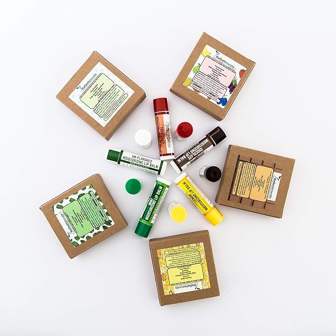 RaGaNaturals Natural Mint Lip Balm - Hydrating Lip Moisturizer for Dry & Cracked Lips with Shea Butter, Cocoa Butter, Vitamin E & Beeswax - Refreshing Mint, Non-Tinted For Wommen, Men & Kids – 4 Pack