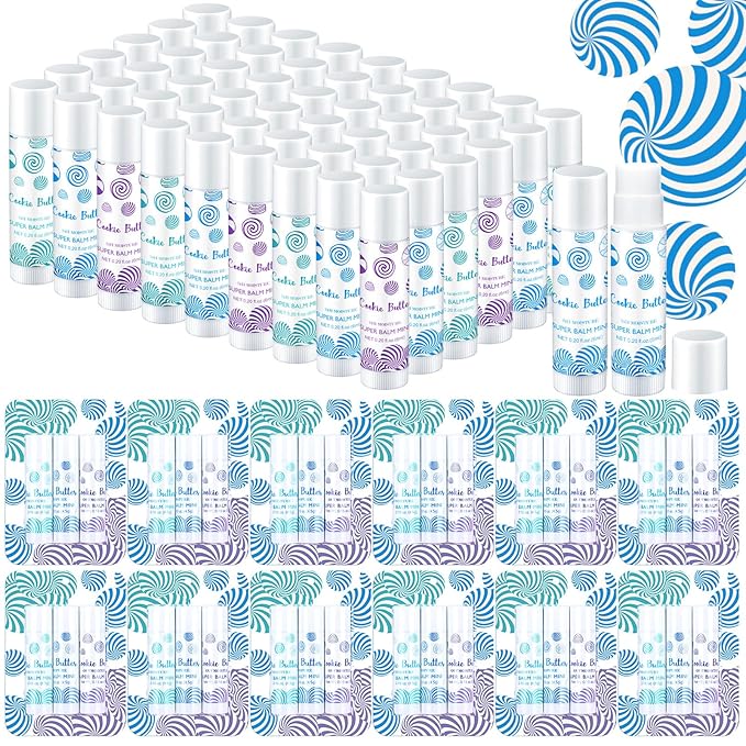 Leelosp 72 Pcs Christmas Lip Balm Candy Shapes Lipstick Set Lip Care Sugar Moisturizing Balms Natural Organic for Christmas Gifts Stocking Stuffers for Coworker Employee Winter Holiday Party Favors