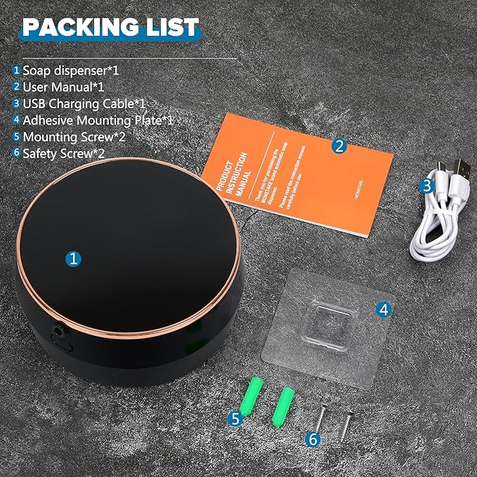 Automatic Soap Dispenser Liquid Bathroom: Wall Mount Rechargeable Touchless Adjustable Auto Smart Electric Plastic Black Soap Dispenser with Clock - Kitchen - Hand Dish Lotion Couple Kids