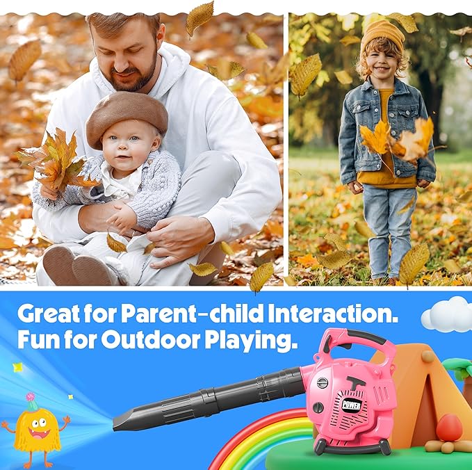Toy Choi's Leaf Blower Toy Tool Pretend Play Series,Pink Outside Construction Toddler Toys with Saw,Outdoor Preschool Gardening Kids Tool Set Gift for 2 3 4 5 6 Boys and Girls