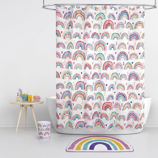 Allure Home Creation Rainbow Hearts Bath Set 7-Piece Bundle