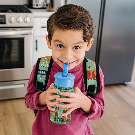 Wildkin Kids 16 Oz Water Bottle – BPA-Free Tritan, Leak-Proof Lid, Durable & Easy to Clean - Wild Animals