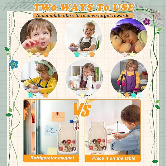 Magnetic Reward Jar, Doughnut Reward Jar Set for Kids Potty Training Reward Jar System for Classroom, Magnetic Reward Jar for Classroom Board Behavior Management Home Reward Jar (Doughnut)