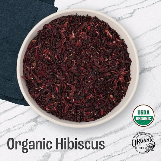 J Mac Botanicals, Organic Hibiscus Flower (4 ounce), Hibiscus tea, cut & sifted flowers, dried from Egypt, herbal tea leaves, Flor de Jamaica, edible