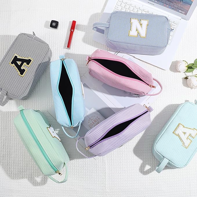 YOOLIFE Travel Cosmetic Bag for Women - Monogram Initial Makeup Bag Toiletry Bag Pouch Make Up Case for Women Mom Bridesmaid Best Friend Sister Teacher, Personalized Birthday Gifts for Women Y