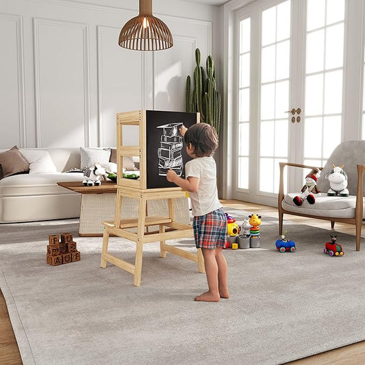 Kitchen Step Stool for Kids and Toddlers with Safety Rail, Kids Step Stool Standing Tower Learning Stool for Bathroom& Kitchen