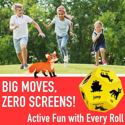 Animal Exercise Dice - Kids Exercise Equipment, Gross Motor Toys for Toddlers 3-5 & Physical Education Equipment, Recess Toys for Elementary Outside or Indoor Physical Activities for Kids