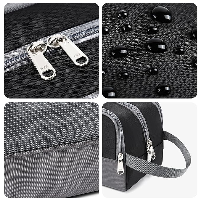 Yeiotsy Boys Toiletry Bag - Kids Travel Dopp Kit with Mesh Pockets, Compact Organizer for Gym, Camping, Hiking (Black)