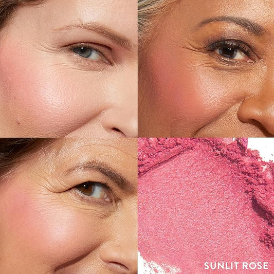 LAURA GELLER NEW YORK Baked Blush-n-Brighten Marbleized Blush for Cheeks - Sunlit Rose - Satin Finish - Buildable Color