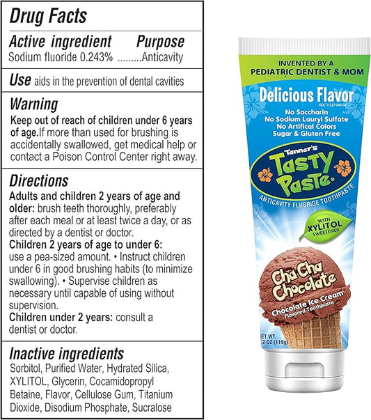 Tanner's Tasty Paste Cha Cha Chocolate Anti-Cavity Fluoride Toothpaste 4.2 oz.