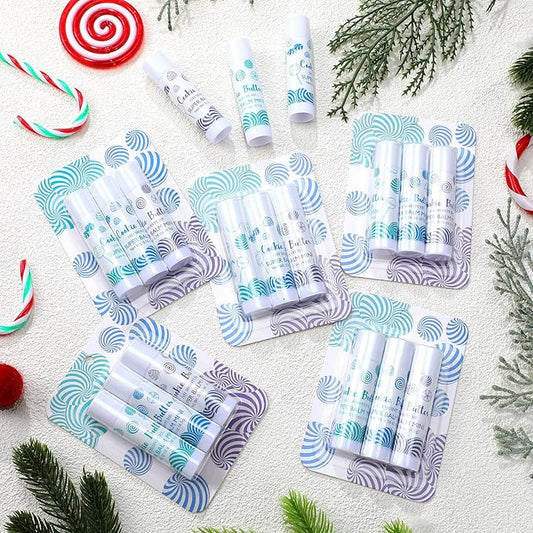 Leelosp 36 Pcs Christmas Lip Balm Candy Shapes Lipstick Set Lip Care Sugar Moisturizing Balms Natural Organic for Christmas Gifts Stocking Stuffers for Coworker Employee Winter Holiday Party Favors