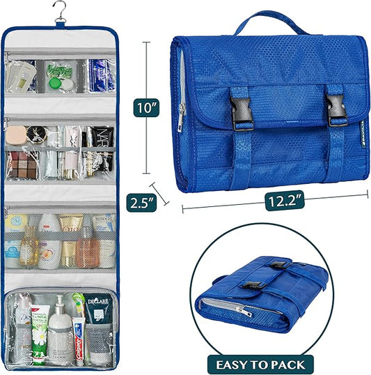 PAVILIA Travel Hanging Toiletry Bag for Women Men, Large Capacity Makeup Bag Kit, Waterproof Cosmetic Storage Organizer Case for Bathroom Shower