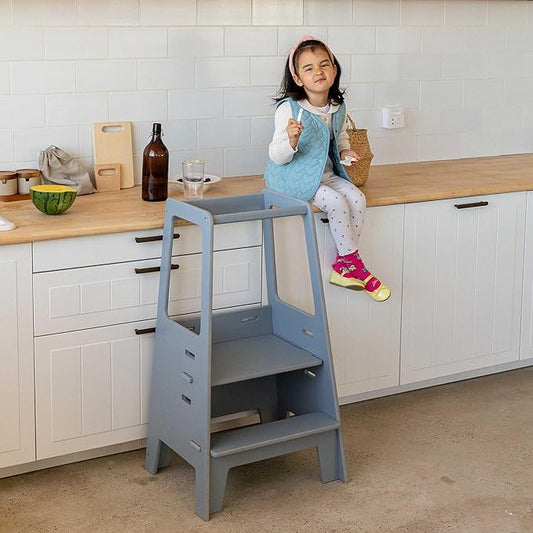 AVDAR Toddler Standing Tower Wooden Toddler Stool for Kitchen Adjustable, Winner 2023 of Contemporary Good Design, Montessori Kitchen Tools
