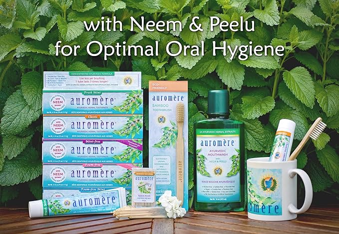 Auromere Ayurvedic Herbal Toothpaste, Classic Licorice Flavour - Vegan, Natural, Non GMO, Fluoride Free, Gluten Free, with Neem & Peelu (4.16 oz), 2 Pack