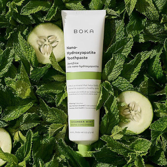 Boka Fluoride Free Toothpaste, Nano Hydroxyapatite Toothpaste, Appropriate for Sensitive Teeth - for Adult, Kids Oral Care - Cucumber Mint Flavor, 4 Fl Oz 1Pk US Manufactured