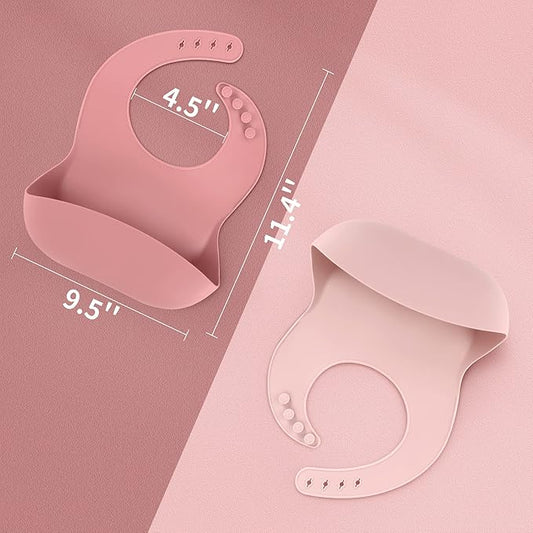 ME.FAN Silicone Baby Bibs for Babies & Toddlers | Adjustable Silicone Bibs 2 Set