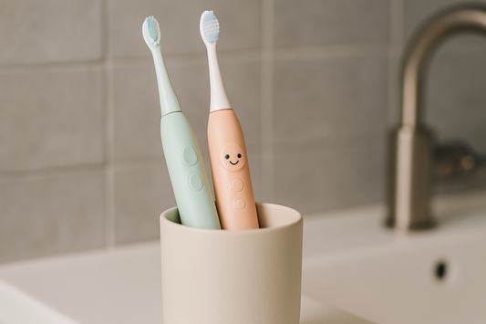 Dentora children’s electric toothbrush thumbnail with pastel colors, designed for healthy and fun oral care habits