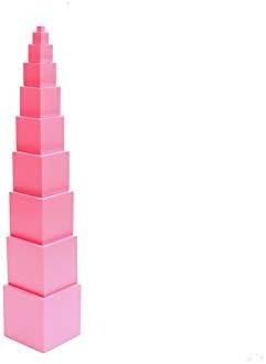Adena Montessori Wonderfully Sensorial Teaching Toys for Children 2 3 Years Old - Montessori Small Pink Tower 0.7-7cm
