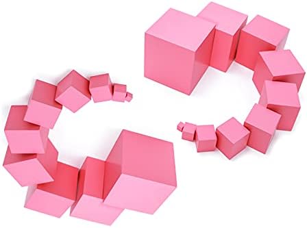 Adena Montessori Wonderfully Sensorial Teaching Toys for Children 2 3 Years Old - Montessori Small Pink Tower 0.7-7cm