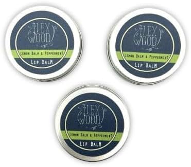 The Ilex Wood - Lip Balm Pack of 3 - Lemon Balm and Peppermint - All natural, coldsore prevention, cruelty free, plastic free, moisturising lip balm, handcrafted - 3 x 10ml (3 x 0.34 fl oz)