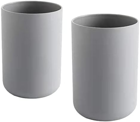 Bathroom Tumblers 2Pcs, Mouthwash Cup, Toothbrush Holders, Drink Mug, Pen Holder, Unbreakable Dishwasher Safe, 10fl.oz(300ml)/Pcs (Grey & Grey)