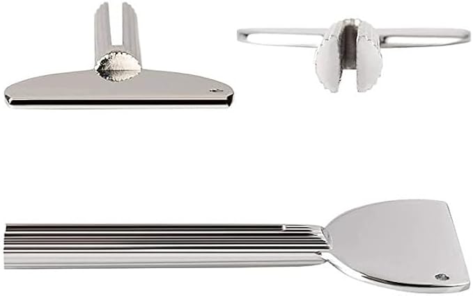 2Pcs Toothpaste Squeezer,Metal Tube Squeezer Key Stainless Steel Dispenser Roller Tube Presser Roller Tube Wringer Key Bathroom and Kitchen Gadgets for Various Tube Ointment Product (2Pcs Silver)