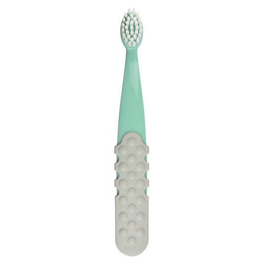 RADIUS Totz Plus Brush Kids Toothbrush Silky Soft BPA Free ADA Accepted Designed for Delicate Teeth & Gums for Children 3 Years & Up - MintCoolGrey - Pack of 1