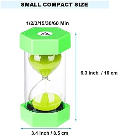 Hourglass Sand Timer 60 Minute，Colorful Sand Watch 60 Min, Small Green Sand Clock 60 Minute, Plastic Hour Glass Sandglass Timer for Kids, Games, Classroom, Kitchen, Ketch, Decoration