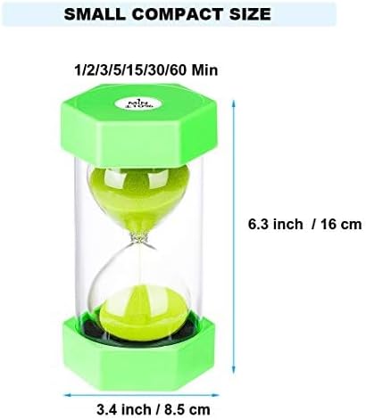 Sand Timer 5 Minute Hourglass Timer, Plastic Sand Clcok 5 Minutes, Big Green Sand Watch 5 Min, Hour Glass Colorful Sandglass Timer for Kids, Games, Classroom, Kitchen, Decorative