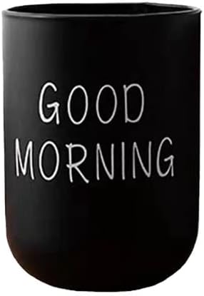 Toothbrush Holders 2pcs, Bathroom Mouthwash Cups, Japanese Drinking Cup 300ml, Water Mug, Plastic Pen Holder (Black & White)