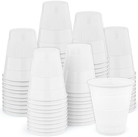 Disposable Cups | 500 Pack | 5 oz White Plastic, Small Bathroom, Medicine, Water, Rinsing, Mouthwash, Party Tumblers