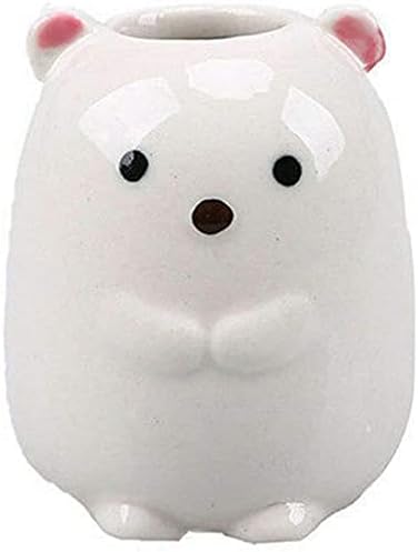 GARASANI Mini Ceramic Toothbrush, Toothpick Holder Cartoon Animal Tooth Brush Stand Kids Toothbrushes Storage Rack Toothpick Approx 350 (White Bear)