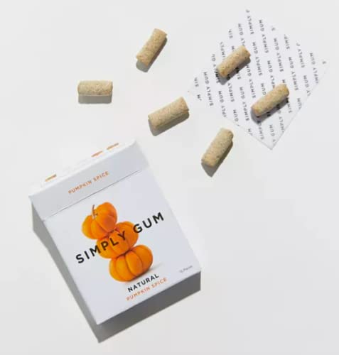SIMPLY Gum Pumpkin Spice, Plastic-Free Natural Chewing Gum, 6 Pack (90 Pieces) | Vegan, Kosher, Non GMO, Aspartame Free and Sorbitol Free