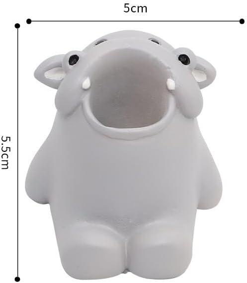 Cartoon Animal Toothbrush Holder Stand - Adorable Bathroom Organizer with Animal-Shaped Base, Cute Toothbrush Storage for Kids & Family, Drip-Free Countertop/Sink Organizer for Bathroom Decor (Grey)