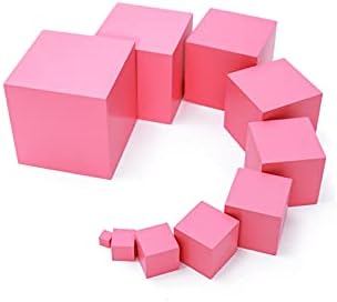 Adena Montessori Wonderfully Sensorial Teaching Toys for Children 2 3 Years Old - Montessori Small Pink Tower 0.7-7cm
