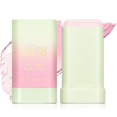 Blush pH Tinted Moisture Stick, Multi-Use Cream Blush Stick, Natural Nude Makeup for Cheeks, Eyes and Lips, Waterproof Natural Nude Makeup, Suitable for All Skin (1# Shy Pink)