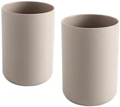 Bathroom Tumblers 2Pcs, Mouthwash Cup, Toothbrush Holders, Drink Mug, Pen Holder, Unbreakable Dishwasher Safe, 10fl.oz(300ml)/Pcs (Brown & Brown)
